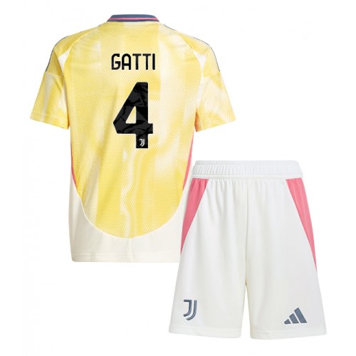 Fotbalové Dres Juventus Federico Gatti #4 Dětské Venkovní 2024-25 Krátký Rukáv (+ trenýrky)